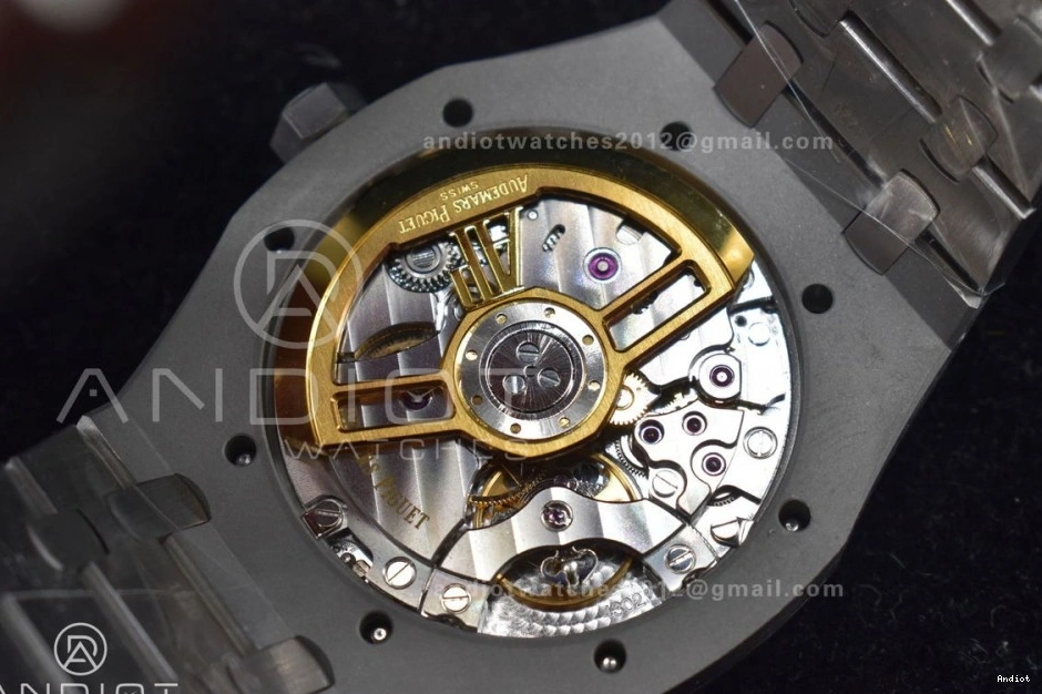 SS Oak SS Best Bracelet 1:1 A4302 Edition 15500 APSF Dial Textured Clone 41mm on Super Royal Black 0125